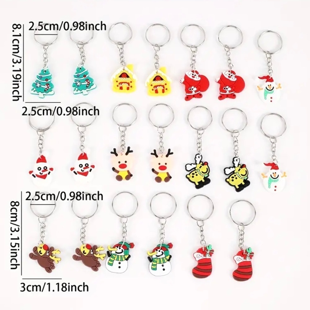 🔴 5 for $10 ONE Holiday Festive Christmas Santa Ring Key Chain - Picture 6 of 6